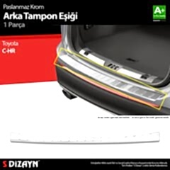 S-Dizayn Toyota C-HR Krom Arka Tampon Eşiği 2018 Üzeri A+ Kalite