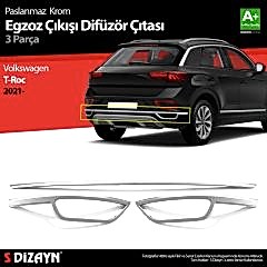 Volkswagen T-Roc Uyumlu Makyajlı Krom Egzoz Görünümü Difüzör 3 Parça. 2021 Üzeri Parça