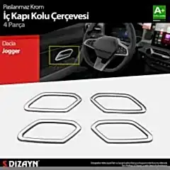 S-Dizayn Dacia Jogger Krom İç Kapı Kolu Çerçevesi 4 Prç 2022 Üzeri A+ Kalite