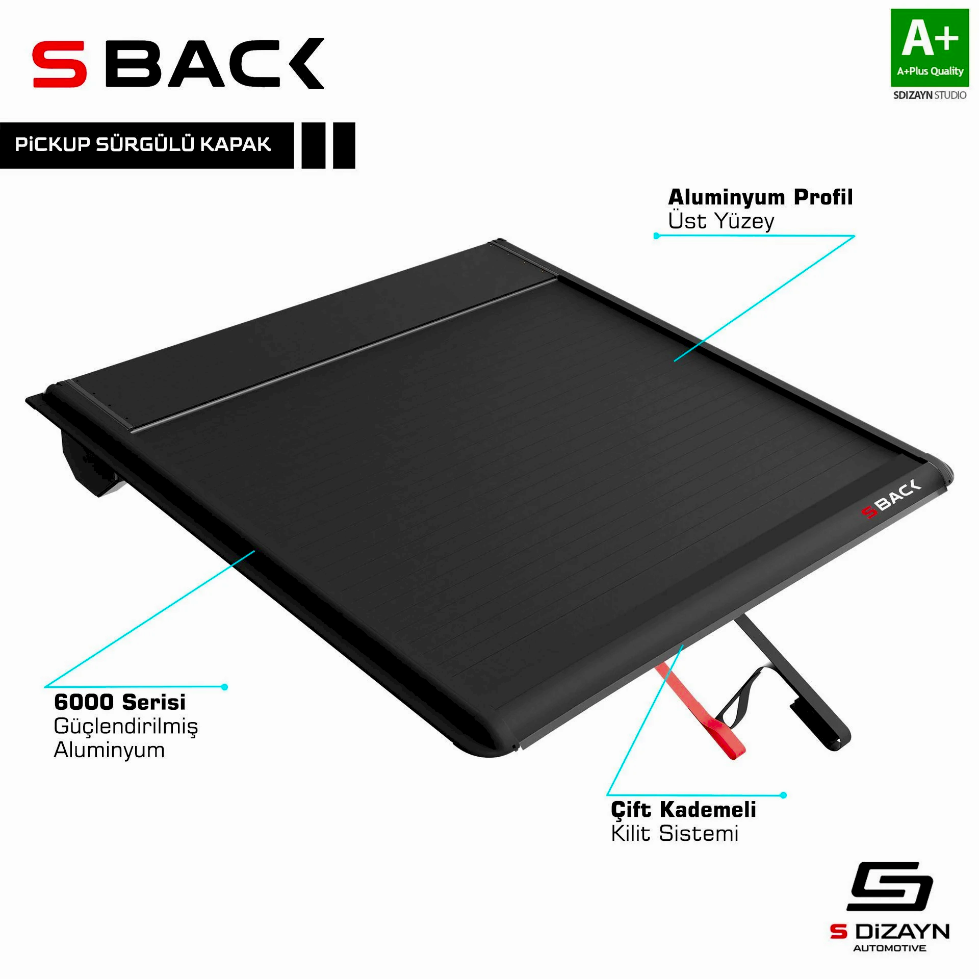 Ford F150 Uyumlu S-Back Sürgülü Kapak Siyah V1 2021 Üzeri Parça