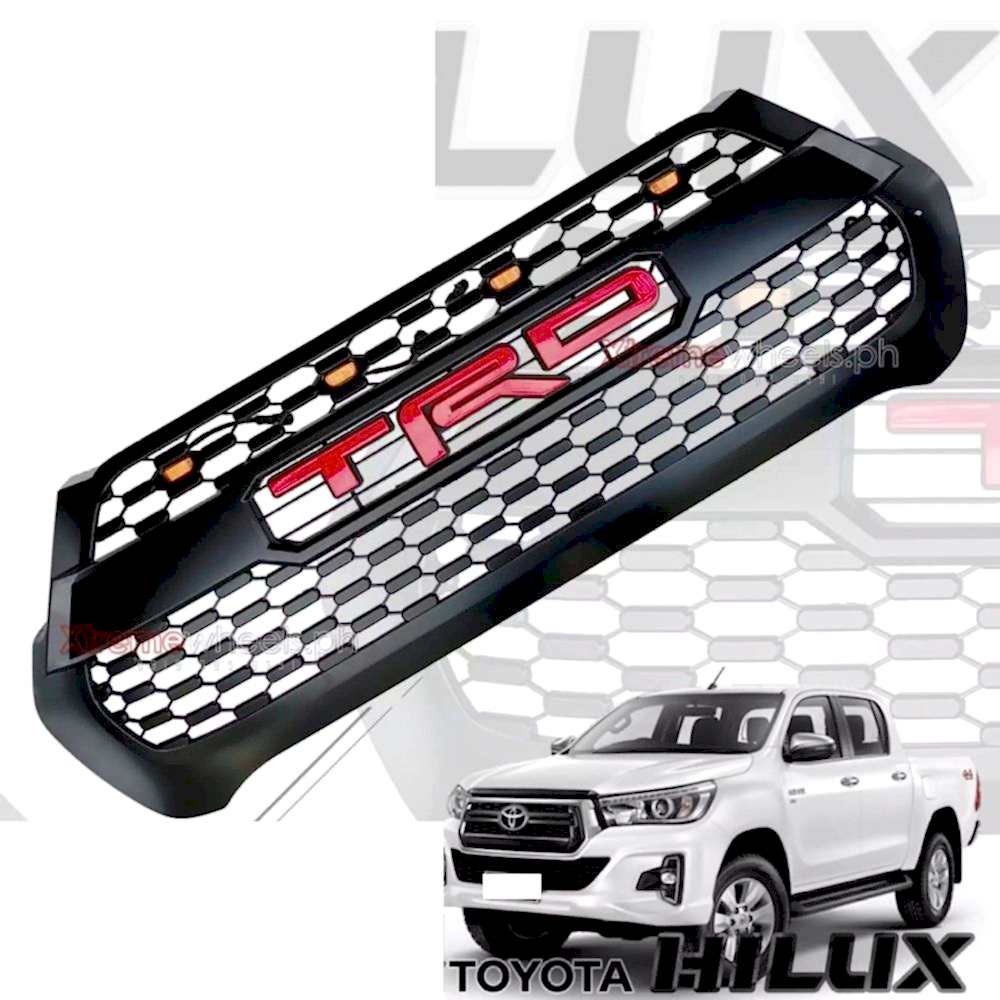 Toyota Hilux Uyumlu Ön Panjur Seti Siyah Renk Trd Logolu Ledli 2021 Ve
