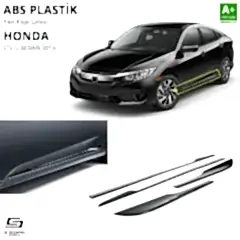 S-Dizayn Honda Civic FC5 ABS Plastik Yan Kapı Çıtası Parlak Siyah 4 Prç. 2016-2021 A+Kalite