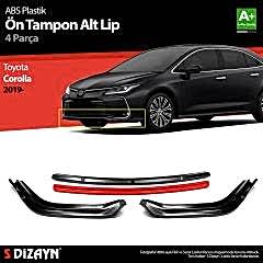 Toyota Corolla Uyumlu ABS Plastik Ön Tampon Alt Lip Kırmızı Ekli 4 Parça. 2019 Üzeri A+Kalite Parça