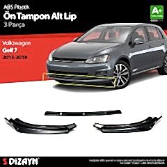 Volkswagen Golf Uyumlu 7 ABS Plastik Ön Tampon Alt Lip 3 Parça. 2013-2018 A+Kalite Parça