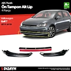 Volkswagen Golf Uyumlu 7 ABS Plastik Ön Tampon Alt Lip Kırmızı Ekli 4 Parça. 2013-2018 A+Kalite Parça