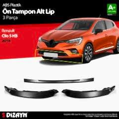 Renault Clio Uyumlu 5 Hatchback ABS Plastik Ön Tampon Alt Lip 3 Parça. 2019 Üzeri A+Kalite Parça