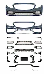 W205 C Serisi İçin C63 Görünüm Ön Tampon Panjur (Silver Trim)-Gtr Panjur İle