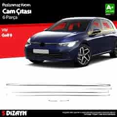 S-Dizayn VW Golf 8 HB Krom Cam Çıtası 6 Prç. 2020 Üzeri A+ Kalite
