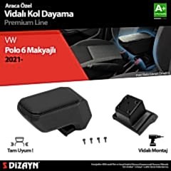 S-Dizayn VW Polo 6 Makyajlı Kol Dayama Kolçak ABS Vidalı Siyah 2021 Üzeri A+ Kalite