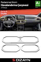 S-Dizayn Renault Duster Krom Havalandırma Çerçevesi 3 Prç. 2024 Üzeri (Parlak Krom) A+ Kalite