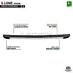 S-Dizayn VW Transporter T6.1 S-Line Krom Arka Koruma 2019 Üzeri