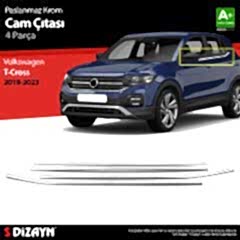 S-Dizayn VW T-Cross Krom Cam Çıtası 4 Prç 2019-2023