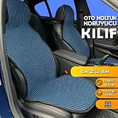 Suzuki Swift Uyumlu Koltuk Kılıfı Minder Çizgili Siyah Mavi 2+1 Ön Arka Set