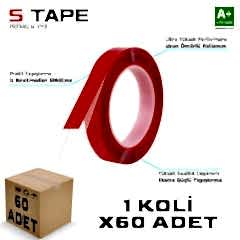 S-Dizayn Çift Taraflı Bant 10mm x 5 Metre Şeffaf Silikon VHB Bant 60'lı Koli A+Kalite