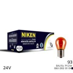 Niken 24V 93 Ampul YT (PY21W) Amber BAU15S 10 LU