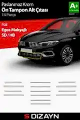 S-Dizayn Fiat Egea Krom Ön Tampon Alt Çıtası Diamond Model 14 Prç. 2020 Üzeri (Parlak Krom) A+ Kalite