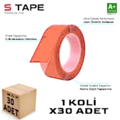 S-Dizayn Çift Taraflı Bant 20mm x 5 Metre Şeffaf Silikon VHB Bant 30'lu Koli A+Kalite