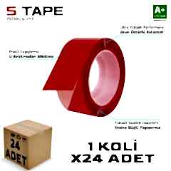 S-Dizayn Çift Taraflı Bant 25mm x 5 Metre Şeffaf Silikon VHB Bant 24'lü Koli A+Kalite