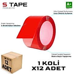 S-Dizayn Çift Taraflı Bant 50mm x 5 Metre Şeffaf Silikon VHB Bant 12'li Koli A+Kalite