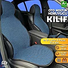 S-Dizayn Oto Koltuk Koruyucu Kılıf Çizgili Siyah Mavi Universal 2+1 Parça Ön Arka A+ Kalite
