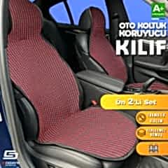 S-Dizayn Oto Koltuk Koruyucu Kılıf Çizgili Siyah Kırmızı Universal 2 Parça Ön A+ Kalite