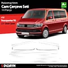 S-Dizayn VW Transporter T6 Uzun Şase Krom Cam Çerçeve Seti 2015-2024 Tek Sürgü