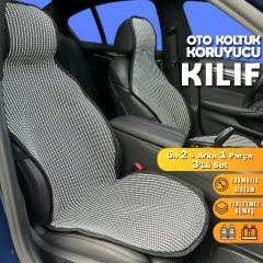 Geely Echo Uyumlu Koltuk Kılıfı Minder Çizgili Füme Beyaz 2+1 Ön Arka Set