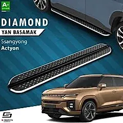 S-Dizayn Ssangyong Actyon Diamond Krom Yan Basamak 183 Cm 2024 Üzeri A+ Kalite