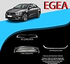 Fiat Egea Uyumlu Cam Çerçevesi-Sis Çerçevesi-Ön Panjur Çıtası Krom Set 2015+