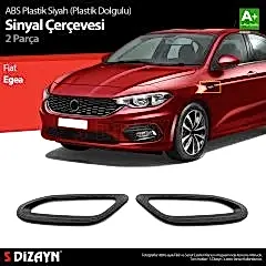 S-Dizayn Fiat Egea Siyah ABS Plastik Sinyal Çerçevesi 2 Prç. ABS Plastik Dolgulu 2015 Üzeri