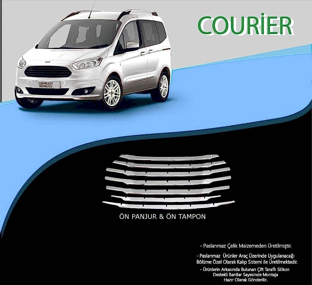 Ford Courier Uyumlu Krom Ön Panjur Krom Çıta 7 Parça Courier (2018-2021)