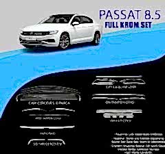 Volkswagen Passat Uyumlu B8.5 Krom Set (Cam Çerçeve.-Yan Kapı Çıt.-Difüzör Çıta-Ön Tampon Çıta.-Arka Tampon Çıt.-Far Çıtası.- Sis Farı Çıtası) Parça Passat B8.5 (2018+)