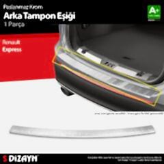 S-Dizayn Renault Express Krom Arka Tampon Eşiği 2021 Üzeri A+ Kalite