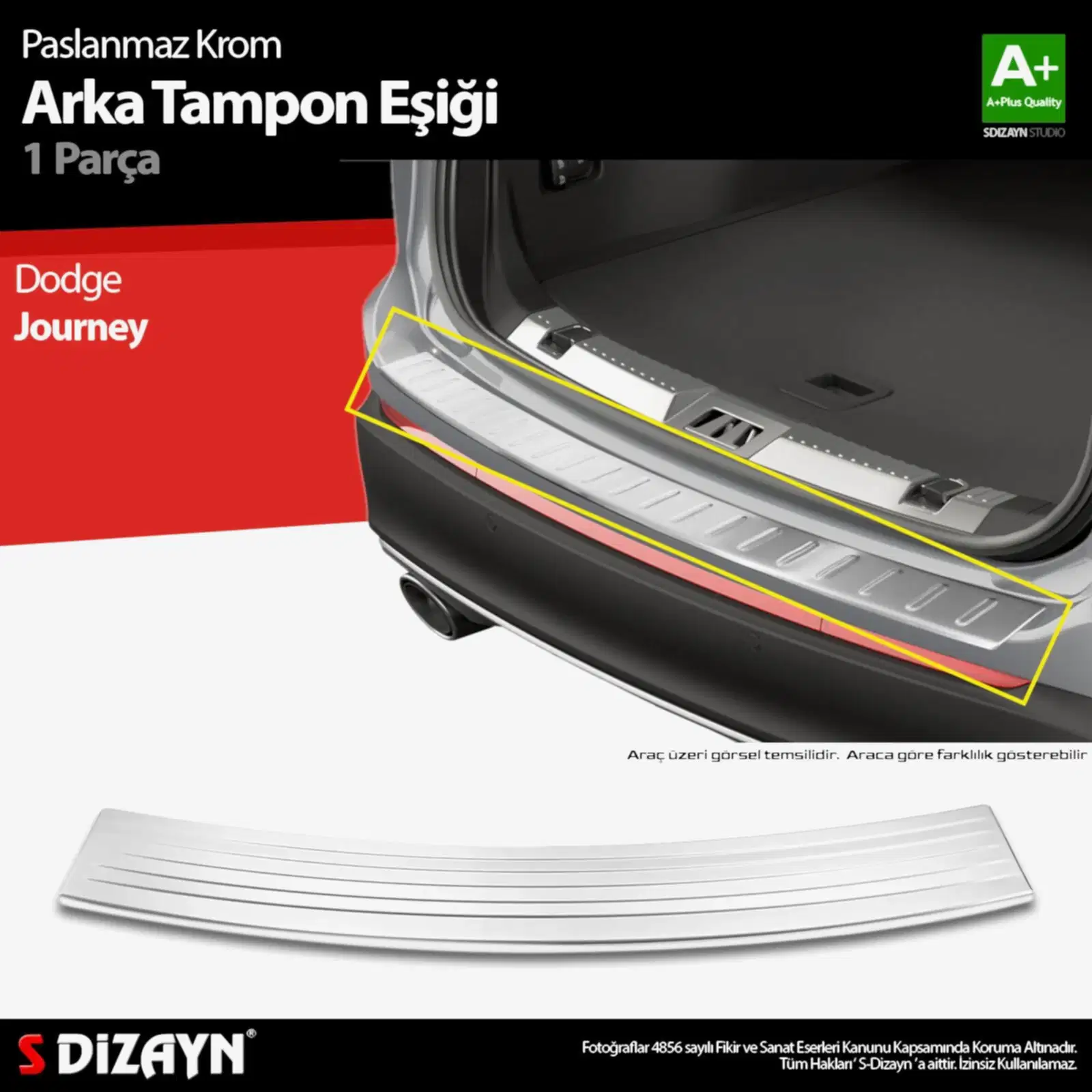 S-Dizayn Dodge Journey Krom Arka Tampon Eşiği 2011 Üzeri A+ Kalite