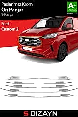S-Dizayn Ford Tourneo Custom 2 Krom Ön Panjur 9 Prç. 2023 Üzeri A+ Kalite