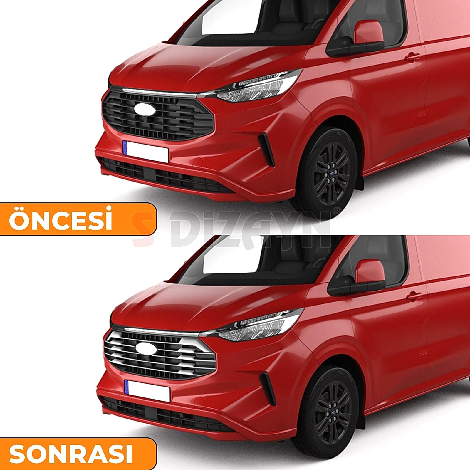 S-Dizayn Ford Tourneo Custom 2 Krom Ön Panjur 9 Prç. 2023 Üzeri A+ Kalite