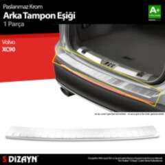 S-Dizayn Volvo XC90 Krom Arka Tampon Eşiği 2002-2015 A+ Kalite