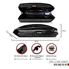 Niken Araç Uyumlu Üstü Port Bagaj Kapalı Tabut 3 Kilitli 375 Lot Siyah Parça