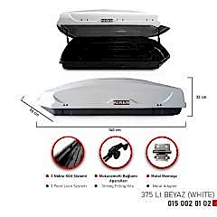 Niken Araç Uyumlu Üstü Port Bagaj Kapalı Tabut 3 Kilitli 375 Lt Beyaz Parça