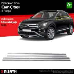 Volkswagen T-Roc Uyumlu Makyajlı Krom Cam Çıtası 4 Parça. 2021 Üzeri Parça