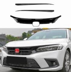 2022 Civic Uyumlu Panjur Kaplama - Piano Black 3 Parça