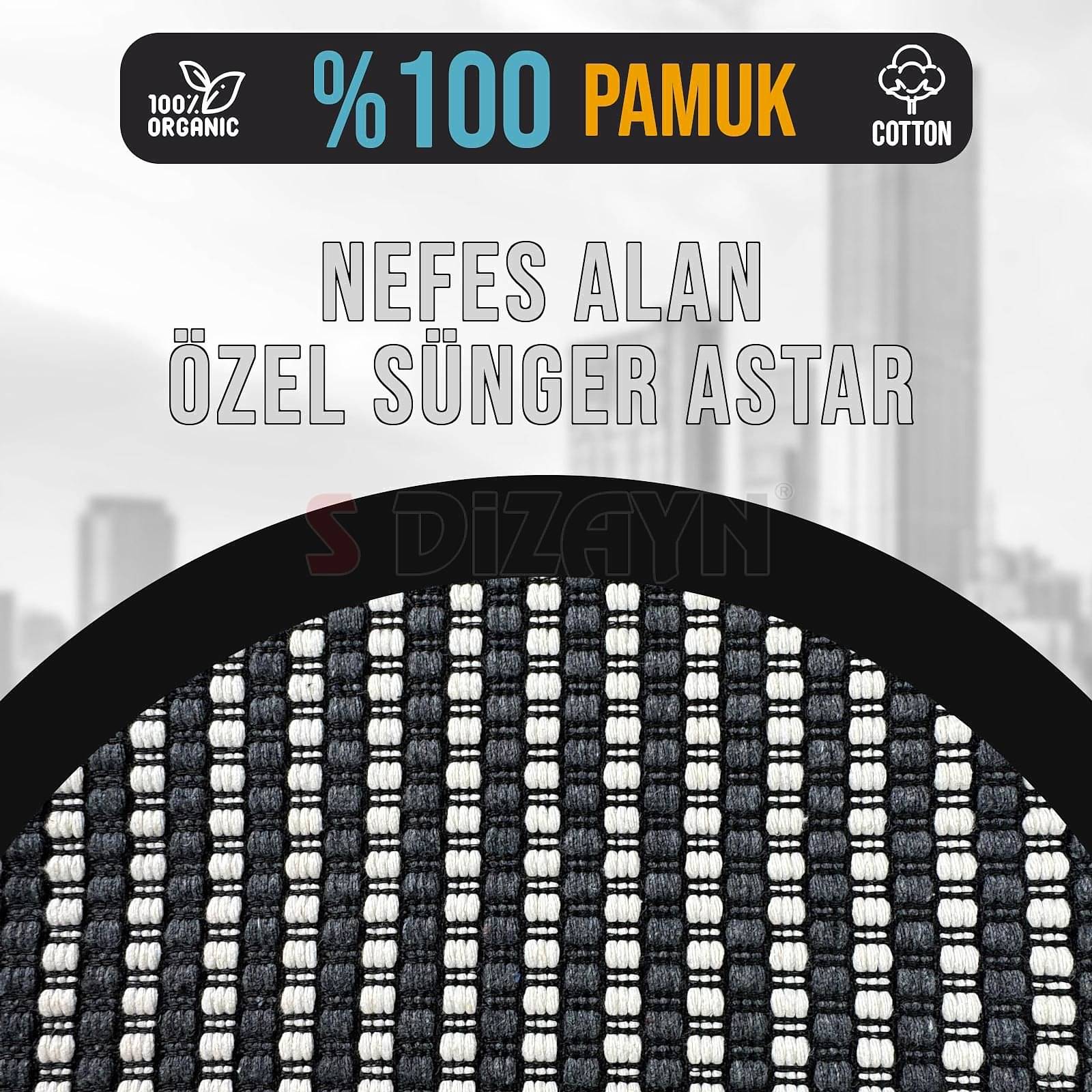 S-Dizayn Oto Koltuk Koruyucu Kılıf Çizgili Füme Beyaz Universal 2+1 Parça Ön Arka A+ Kalite