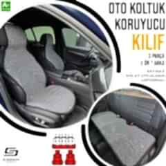S-Dizayn Oto Koltuk Koruyucu Kılıf Çizgili Füme Beyaz Universal 2+1 Parça Ön Arka A+ Kalite