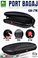 S-Dizayn Araç Üzeri Port Bagaj Karbon Fiber Desen 430 Litre Enjeksiyon Plastik A+ Kalite