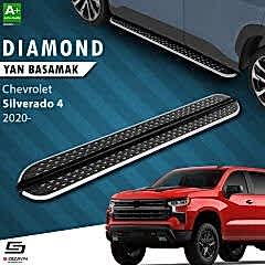 S-Dizayn Chevrolet Silverado 4 Uzun Şase Diamond Krom Yan Basamak 253 Cm 2020 Üzeri A+ Kalite