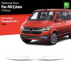 Volkswagen Transporter Uyumlu T6.1 Krom Far Alt Çıtası 2 Parça. 2020 Üzeri
