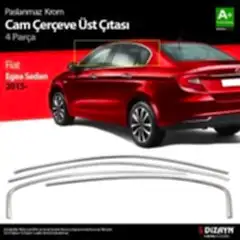 S-Dizayn Fiat Egea SD Krom Cam Üst Çıtası 4 Prç. 2015 Üzeri (Mat Krom) A+ Kalite