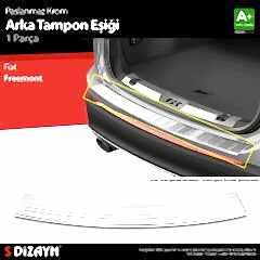 S-Dizayn Fiat Freemont Krom Arka Tampon Eşiği 2012 Üzeri A+ Kalite