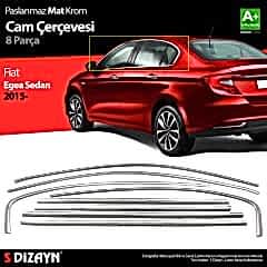 S-Dizayn Fiat Egea SD Krom Cam Çerçevesi 8 Prç. 2015 Üzeri (Mat Krom) A+ Kalite