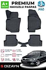 S-Dizayn Skoda Octavia 2 3D Pro Havuzlu Paspas 2004-2013 A+ Kalite